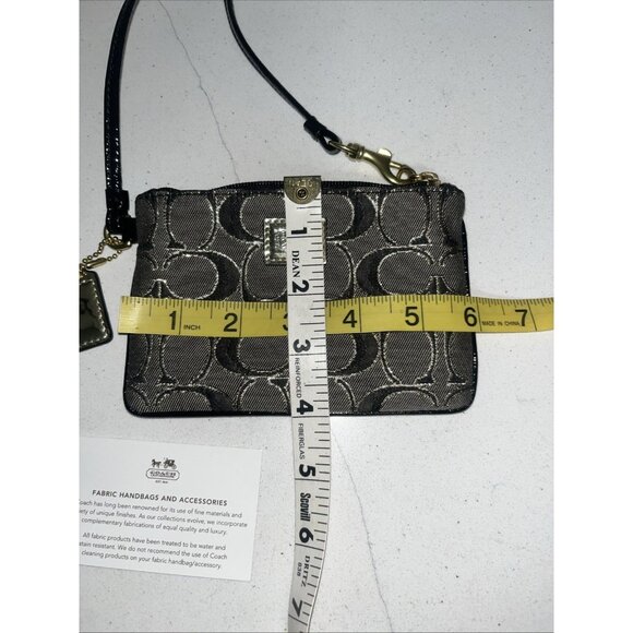 NWOT Coach Poppy Black & Gold Signature & Leather Wristlet Wallet 46131 - Picture 5 of 7